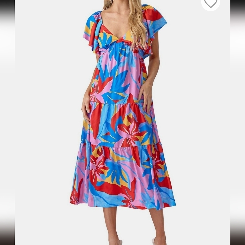 Adelyn Rae Caroline Floral Tiered Midi Dress